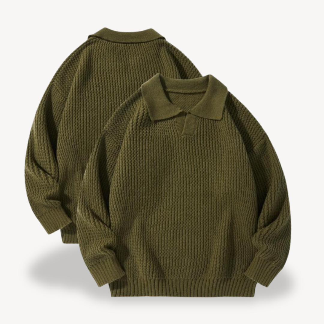 Herren-Polopullover mit Waffelstrick | Loravelle 3