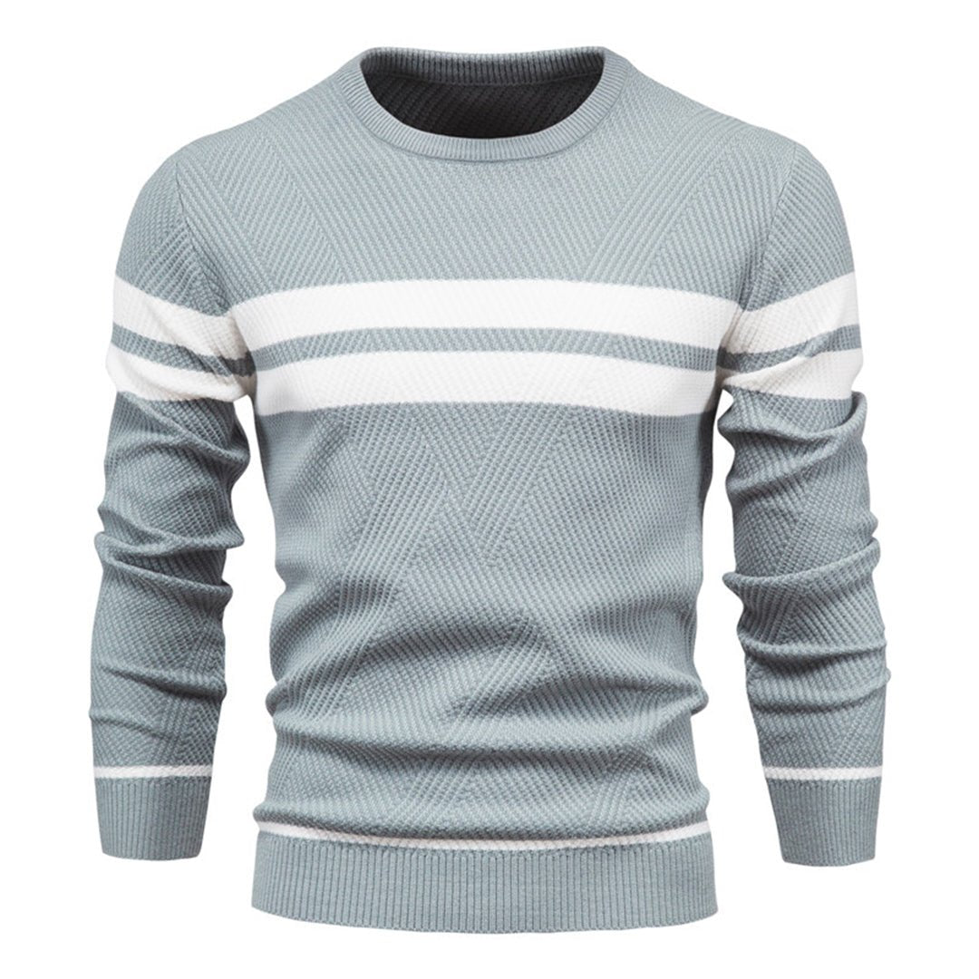 Herren Pullover Gestreift Rundhalsausschnitt Strick - BerlinGlamour