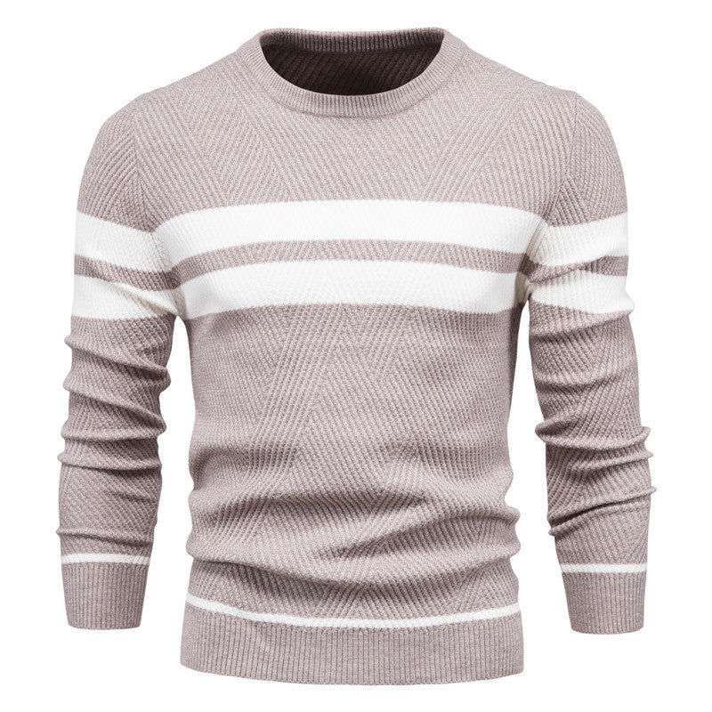 Herren Strickpullover Rundhals Gestreift - BerlinGlamour