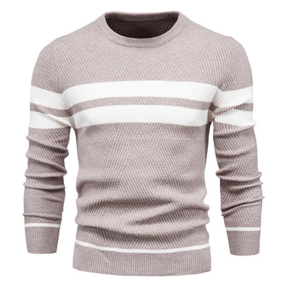 Herren Strickpullover Rundhals Gestreift - BerlinGlamour