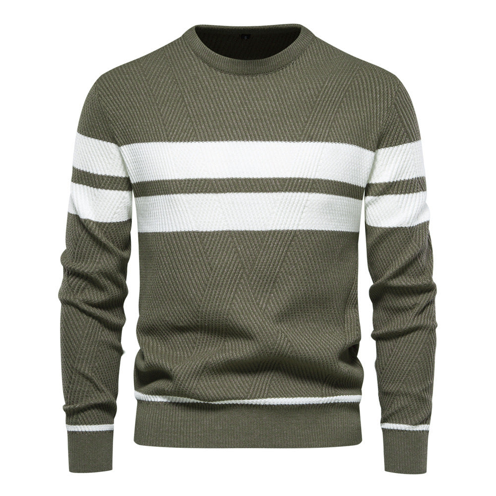 Herren Pullover - Rundhalsausschnitt - Gestreift - Strickpullover - Herrenbekleidung-Chaps Herrenmode