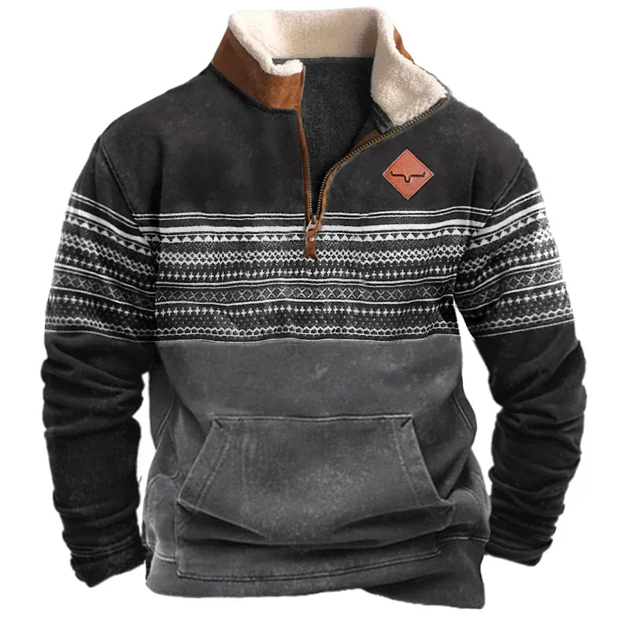 Herren Fleece Pullover Warm Viertelreißverschluss - BerlinGlamour