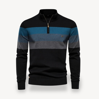 Herren-Pullover mit Farbblock und Viertelreißverschluss | Loravelle 0