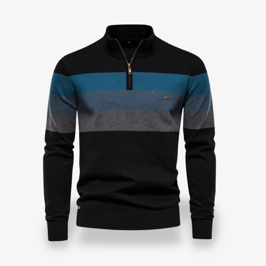 Herren-Pullover mit Farbblock und Viertelreißverschluss | Loravelle 0