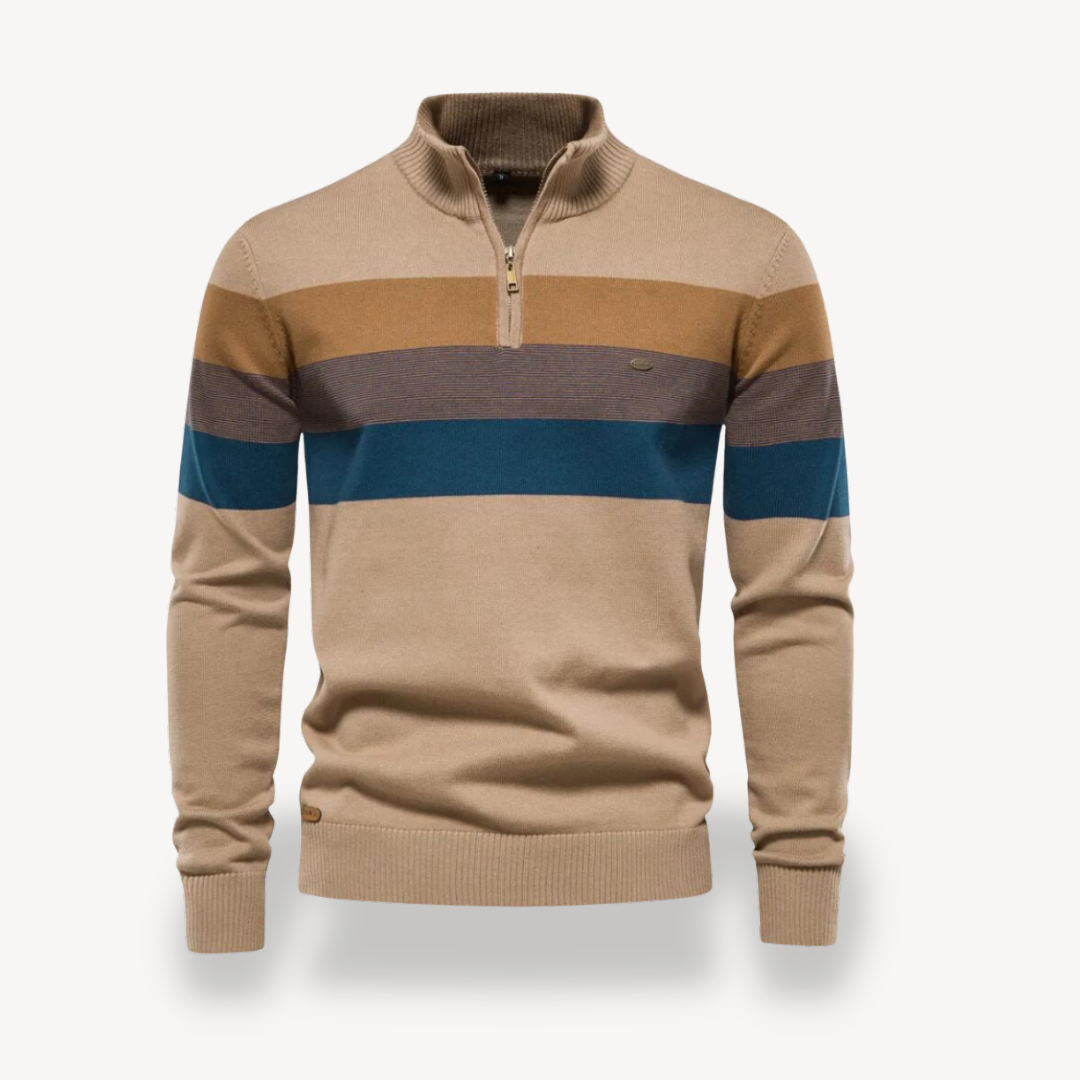 Herren-Pullover mit Farbblock und Viertelreißverschluss | Loravelle 1