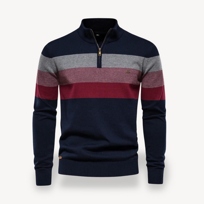 Herren-Pullover mit Farbblock und Viertelreißverschluss | Loravelle 3
