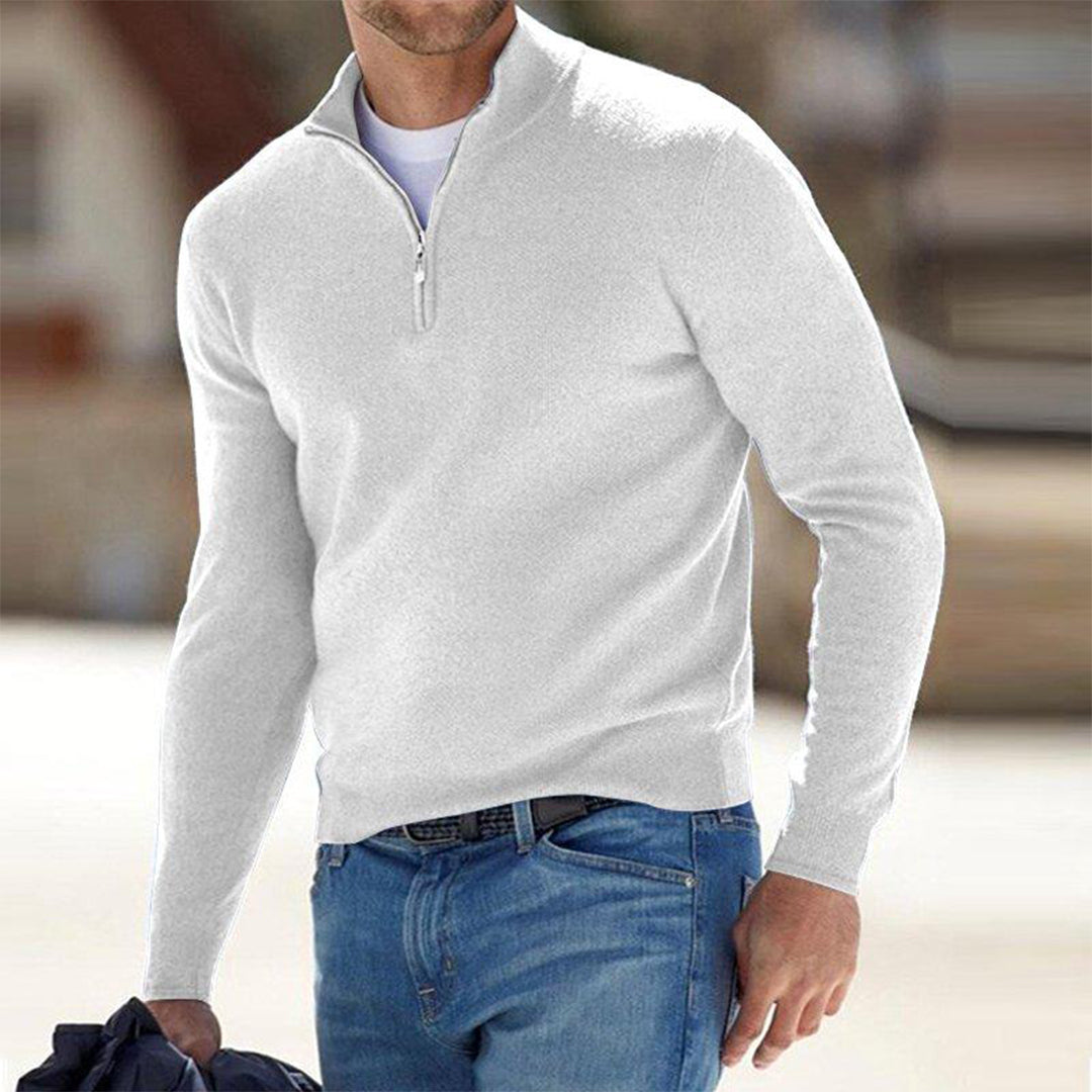 Herren Pullover Quarter Zip Gestrickt Modern - BerlinGlamour