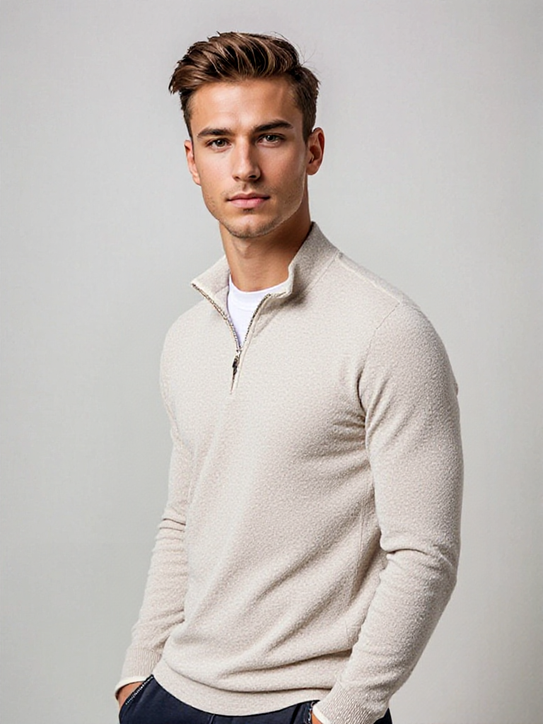 Herren Strickpullover Quarter Zip Warm - BerlinGlamour
