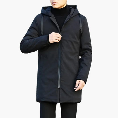 Herren-Regenjacke mit Kapuze, Steppung und durchgehendem Reißverschluss 1