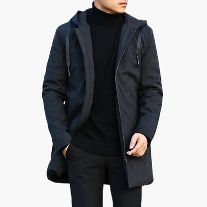 Herren-Regenjacke mit Kapuze, Steppung und durchgehendem Reißverschluss 2