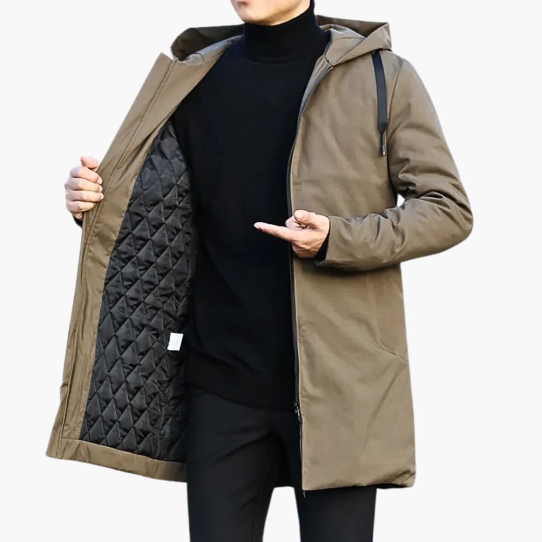 Herren-Regenjacke mit Kapuze, Steppung und durchgehendem Reißverschluss 3