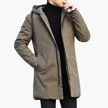 Herren-Regenjacke mit Kapuze, Steppung und durchgehendem Reißverschluss 4