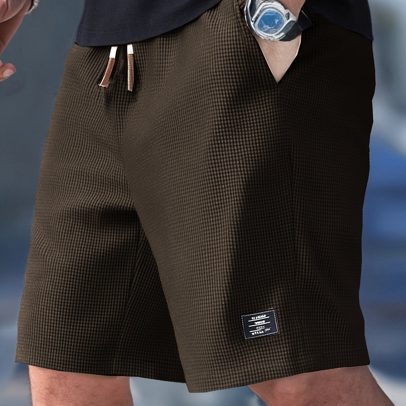 Herren-Shorts – Lässige Shorts mit Kordelzug und Taschen-Dunkelbraun-S-Chaps Herrenmode