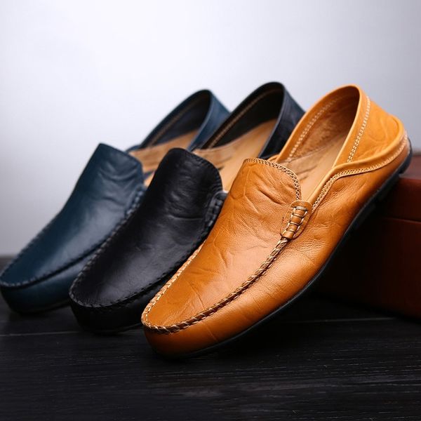 Bequeme Herren Leder-Slipper Schuhe Slip-On - BerlinGlamour