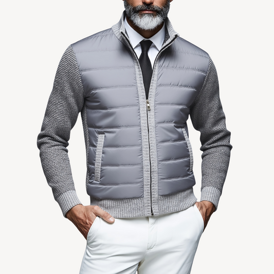 Herren-Strickjacke mit Hybrid-Steppung | Loravelle 0