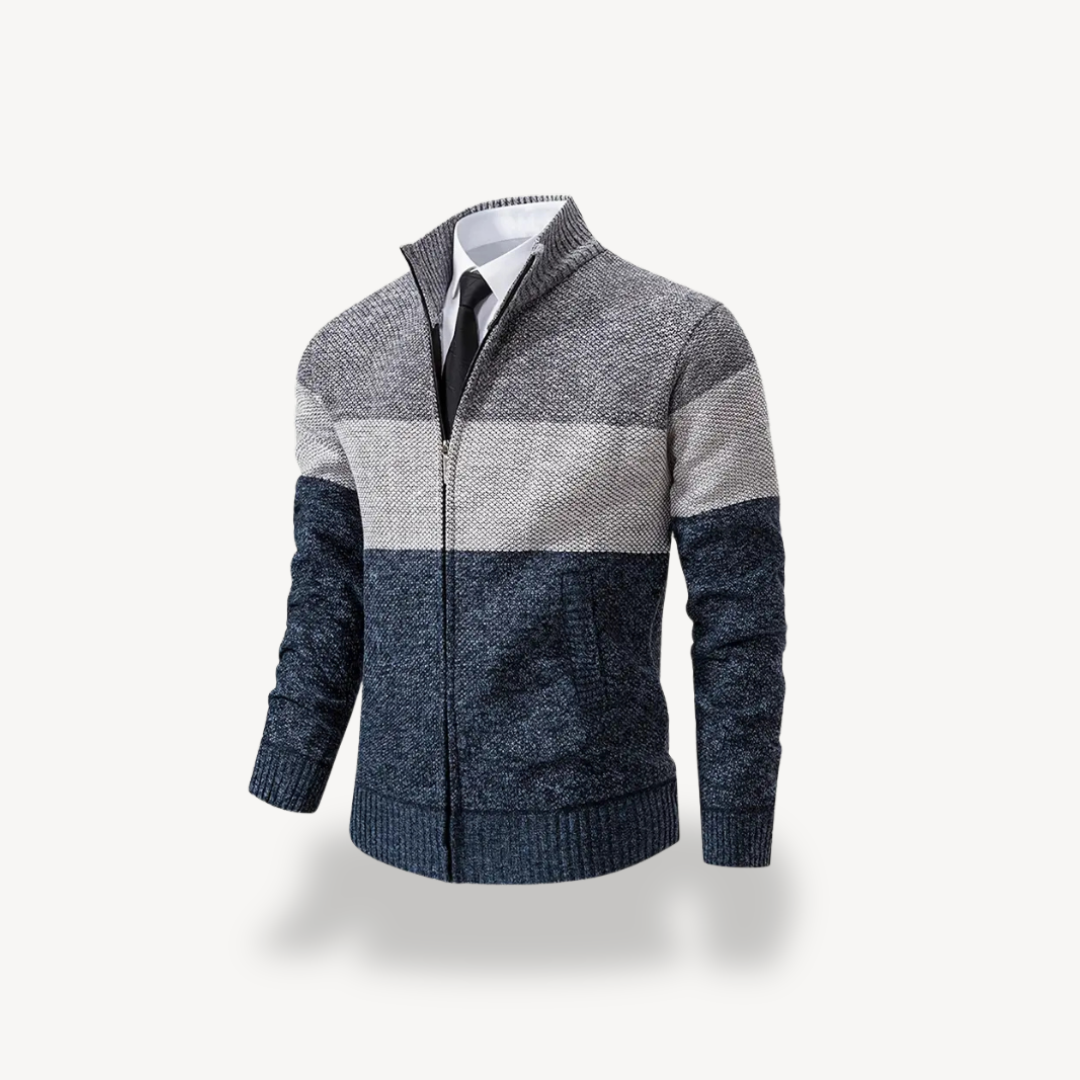Herren-Strickjacke mit Reißverschluss und Farbblock | Loravelle 2