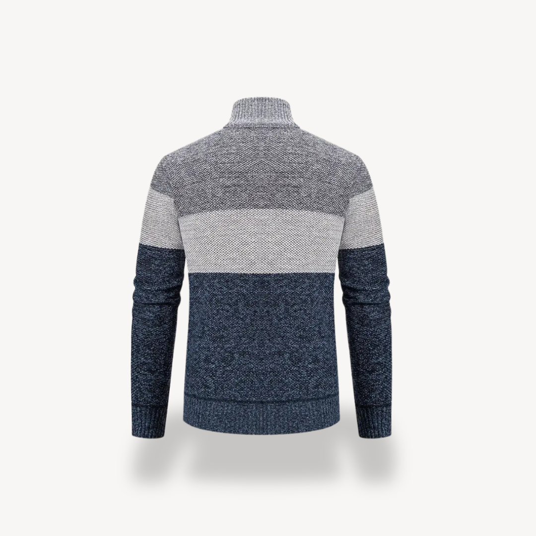 Herren-Strickjacke mit Reißverschluss und Farbblock | Loravelle 3