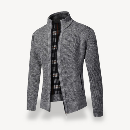 Herren-Strickjacke mit Reißverschluss und Fleecefutter 0