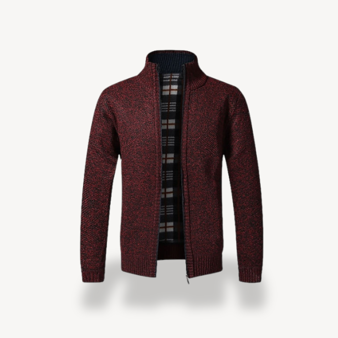 Herren-Strickjacke mit Reißverschluss und Fleecefutter 1