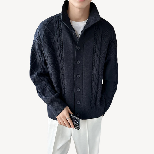 Herren-Strickjacke mit Zopfmuster | Loravelle 0