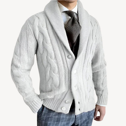 Herren-Strickjacke mit Zopfmuster und Schalkragen | Loravelle 4