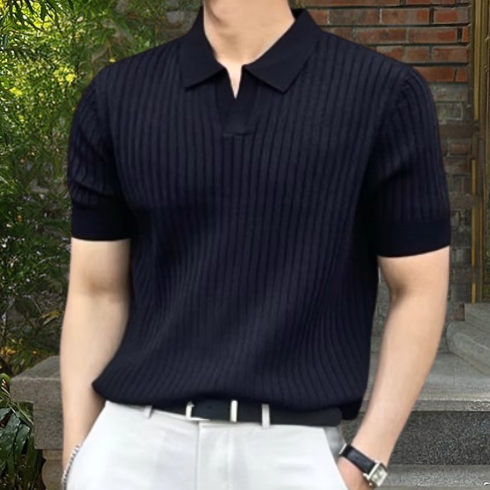 Herren Poloshirt Kurzarm V-Ausschnitt Casual - BerlinGlamour