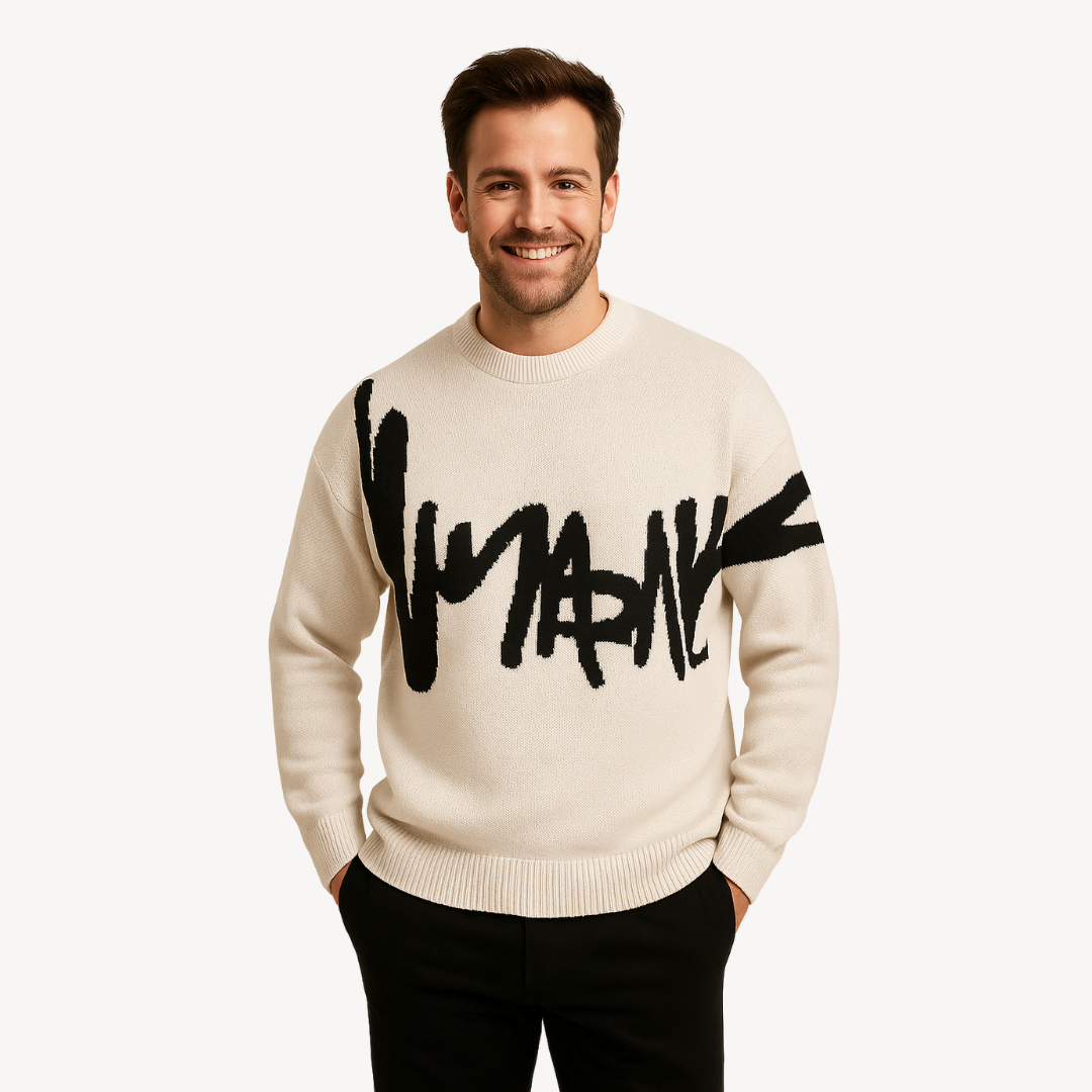 Herren-Strickpullover mit Graffiti-Print | Loravelle 1