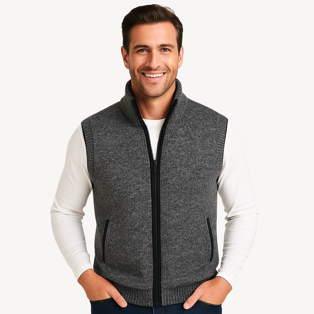 Herren-Strickweste mit kariertem Futter 1