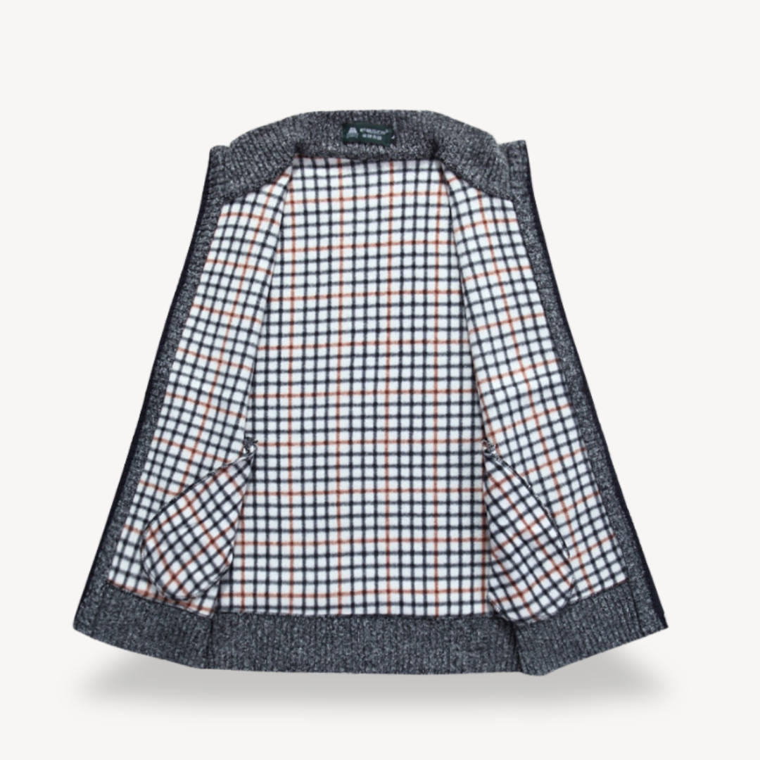 Herren-Strickweste mit kariertem Futter 4