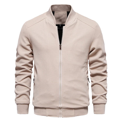 Herren Sweatshirt mit Reißverschluss - Lässige Bomber-Sweatshirt-Jacke mit Reißverschluss und Taschen-Aprikose-S-Chaps Herrenmode