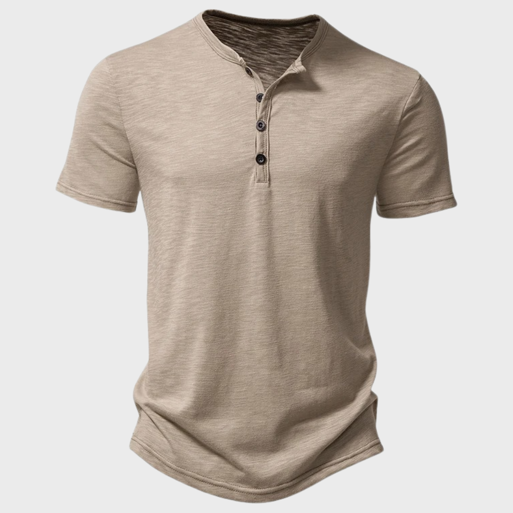 Leichtes Herren T-Shirt Viertelknopf Freizeit Oberteil - BerlinGlamour