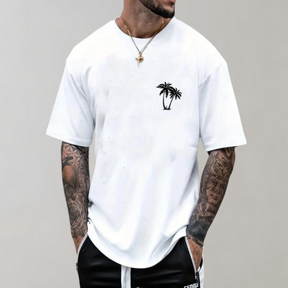 Herren T-Shirt Kurzarm Palme Sommer Oberteil Rundhals - BerlinGlamour