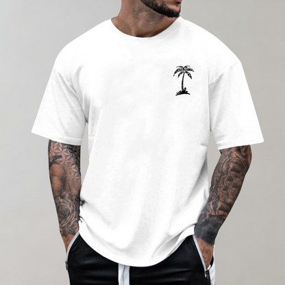 Herren T-Shirt Relaxed Fit Palmenprint Rundhals - BerlinGlamour