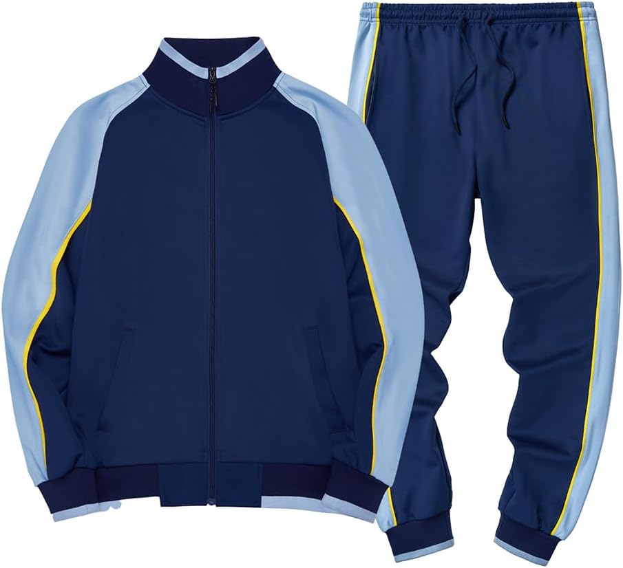 Herren-Trainingsanzug – Sportliches Set aus Jacke mit Reißverschluss und Trainingshose-Dunkelblau-S-Chaps Herrenmode