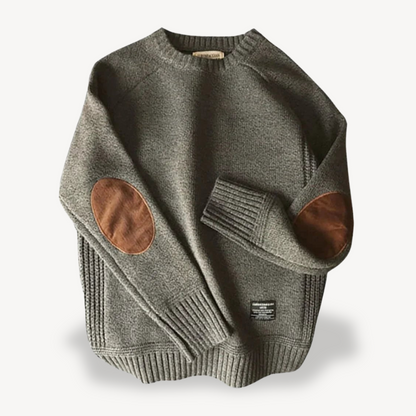 Herren-Wollpullover mit Ellenbogenflicken aus Leder | Loravelle 0