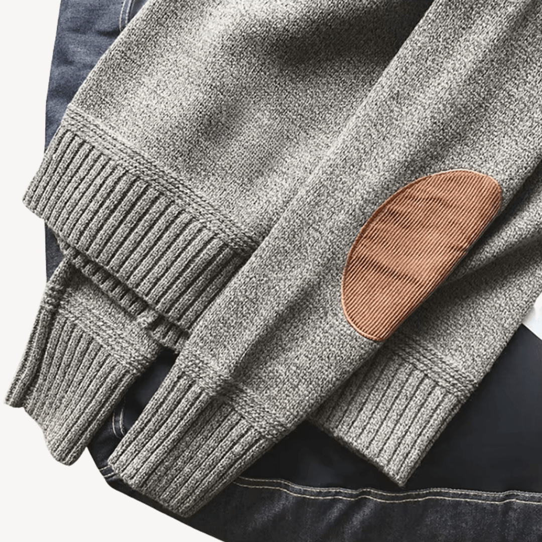 Herren-Wollpullover mit Ellenbogenflicken aus Leder | Loravelle 4