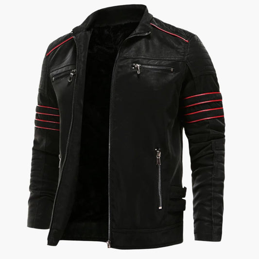 Herren-Zip-Jacke mit gesteppten Ärmeln und Kontraststreifen 0