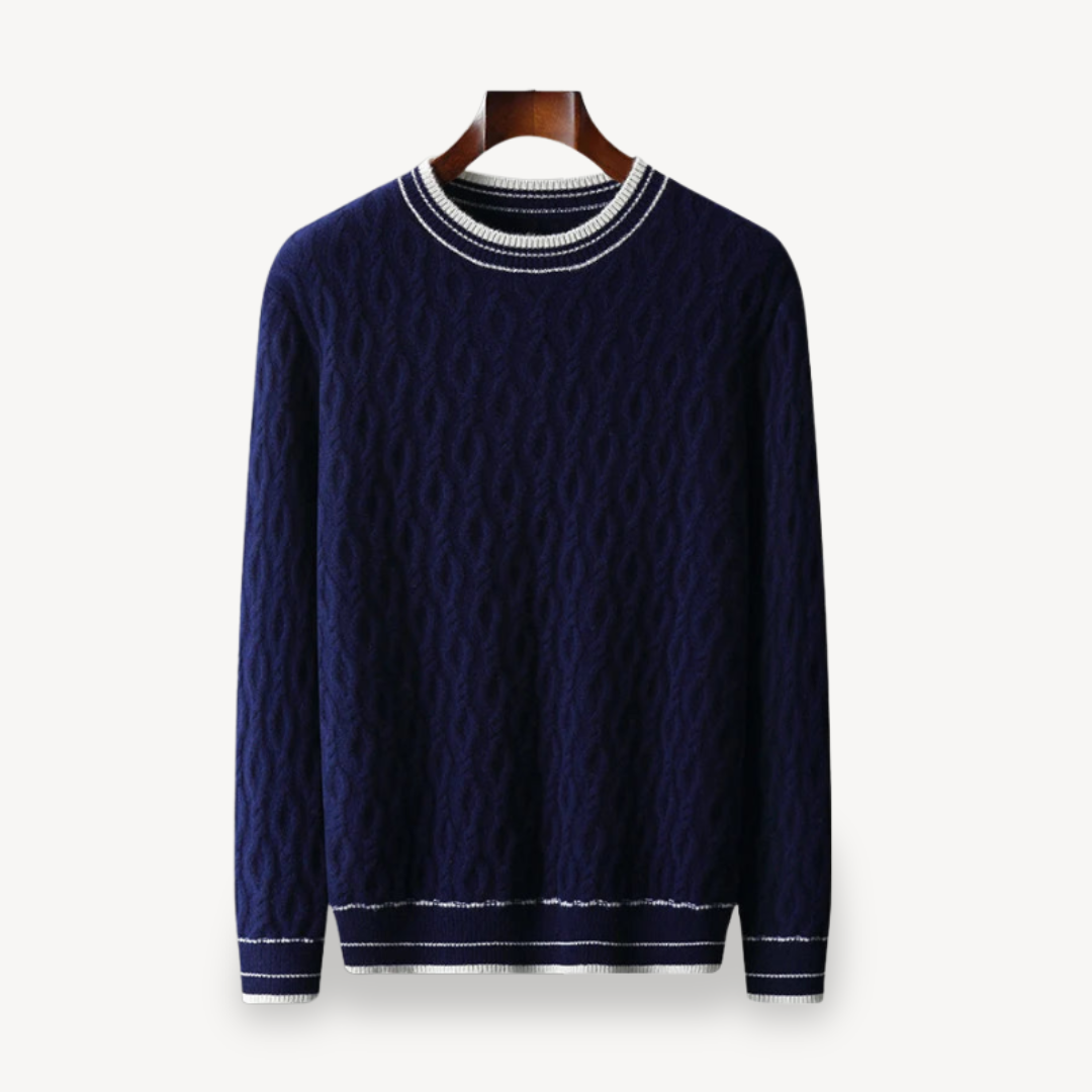 Herren-Zopfmusterpullover aus Merinowolle | Loravelle 0