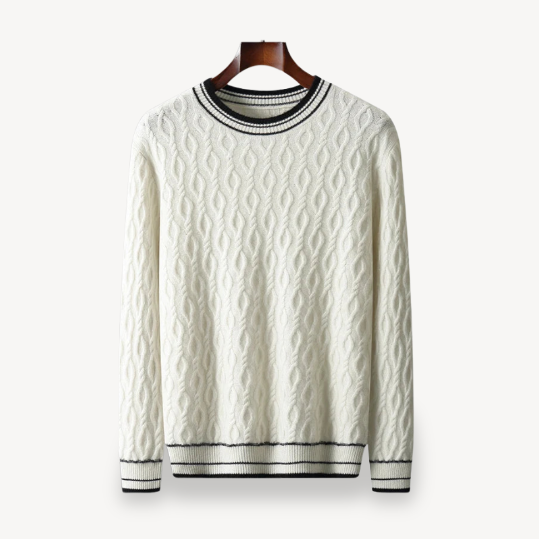 Herren-Zopfmusterpullover aus Merinowolle | Loravelle 1