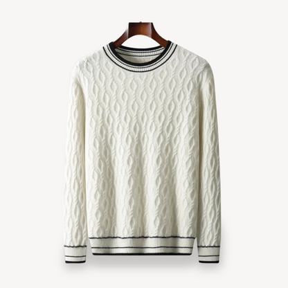 Herren-Zopfmusterpullover aus Merinowolle | Loravelle 1