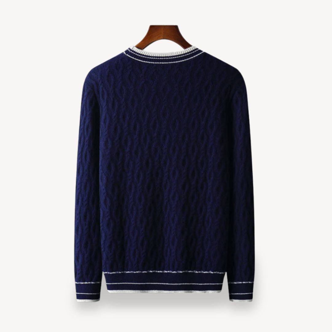 Herren-Zopfmusterpullover aus Merinowolle | Loravelle 2