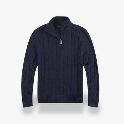 Herren-Zopfmusterpullover aus Wolle mit Viertelreißverschluss | Loravelle 4