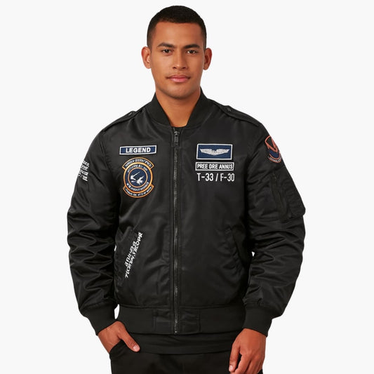 Herren Bomberjacke mit Reißverschluss und Patches 0