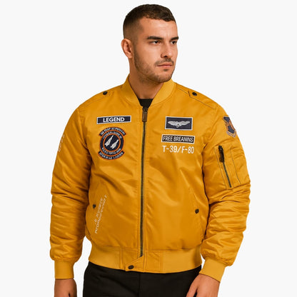 Herren Bomberjacke mit Reißverschluss und Patches 1