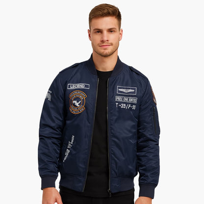 Herren Bomberjacke mit Reißverschluss und Patches 3