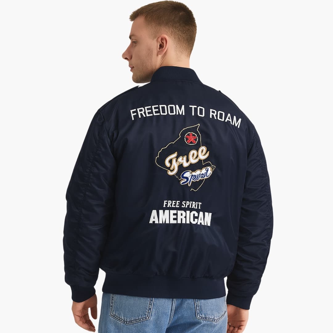 Herren Bomberjacke mit Reißverschluss und Patches 4
