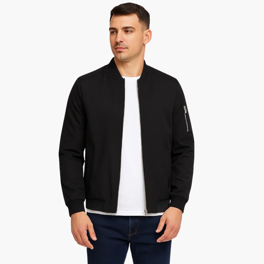 Herren Bomberjacke mit Reißverschluss und Rippbund 1