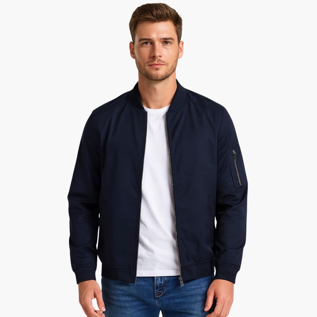 Herren Bomberjacke mit Reißverschluss und Rippbund 2