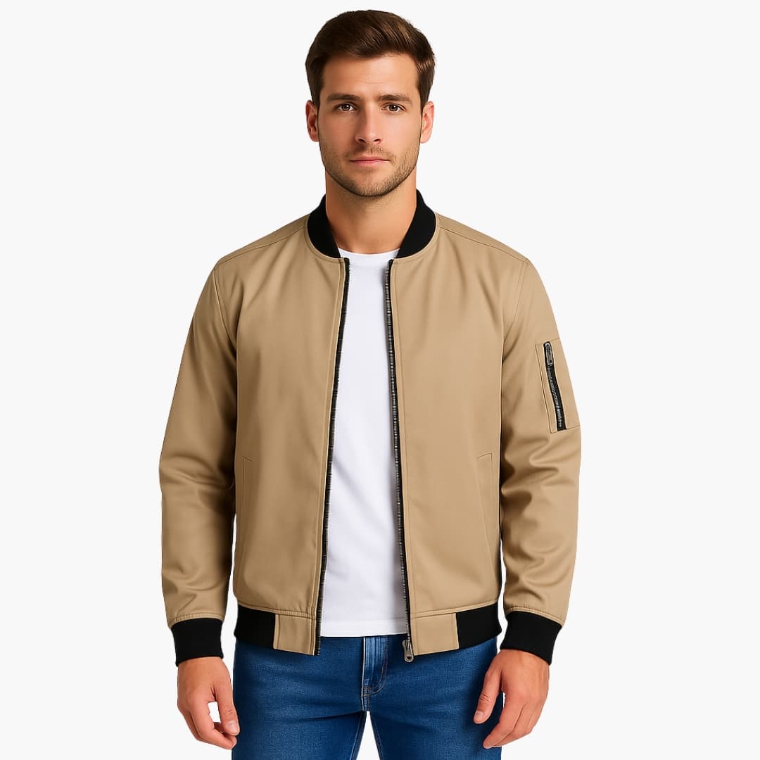 Herren Bomberjacke mit Reißverschluss und Rippbund 3