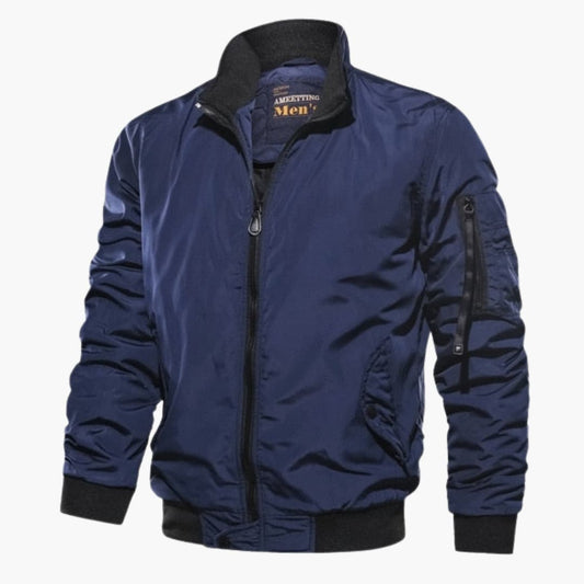 Herren Bomberjacke mit Reißverschluss und geripptem Saum 0